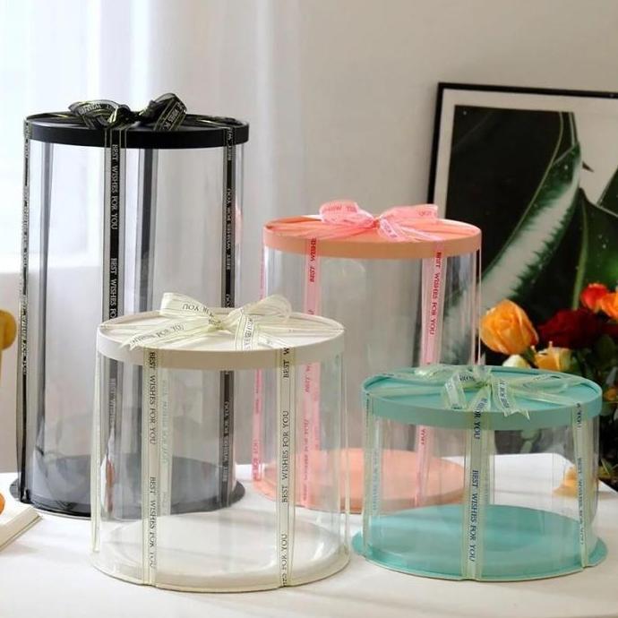 KOTAK KUE MIKA TRANSPARAN BENTUK LINGKARAN CAKE BOX DIAMETER 30 CM