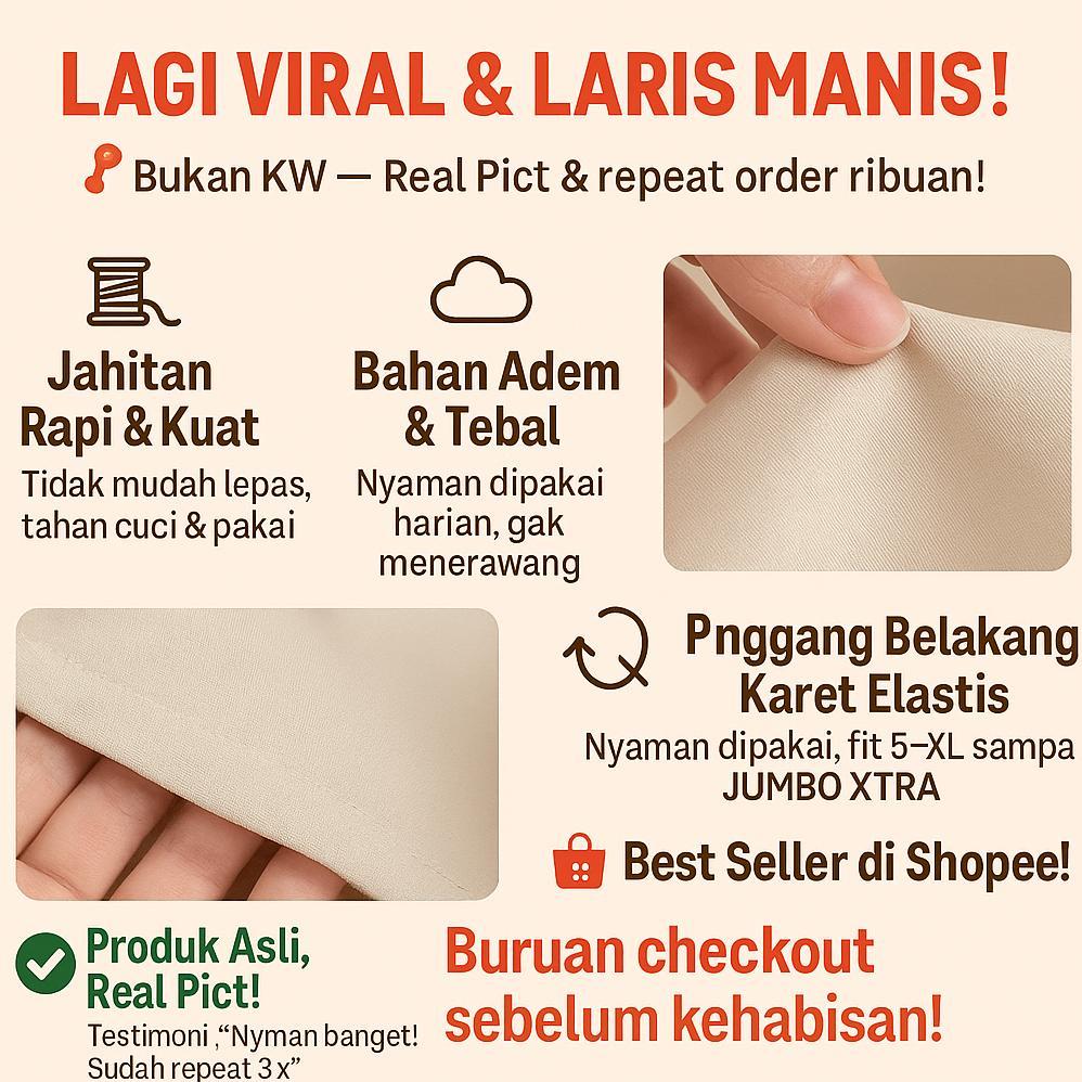 HOT PRODUCT Skort Wanita Jumbo XXL XXXL - Celana Rok Korea Highwaist Tebal Adem | Daily & Kantoran