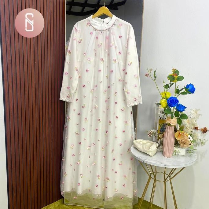 Myshawl Haura Gamis Jumbo Gamis Bigsize Gamis Brukat Kondangan Tille Motif Kasual Kondangan Wisuda K