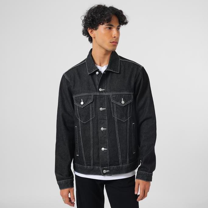 EDWIN JEANS - Jacket Denim Trucker Relaxed Fit Black Rinsed (TERBAIK) (TERBARU) (TERMURAH)
