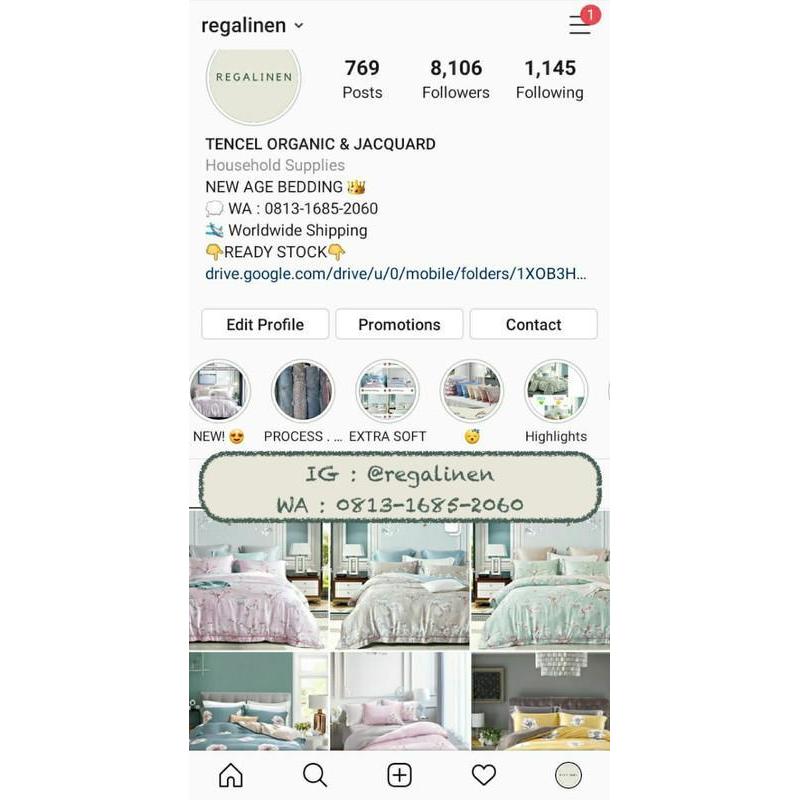 Sprei Bamboo Organic Pesanan REGALINEN King 180x200x45 Thallo Blue ES