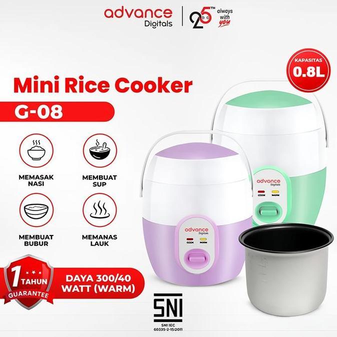 Advance Rice Cooker 0.8 Liter G-08 Rice Cooker Mini Magic Com Kecil Rice Cooker Low Watt Rice Cooker