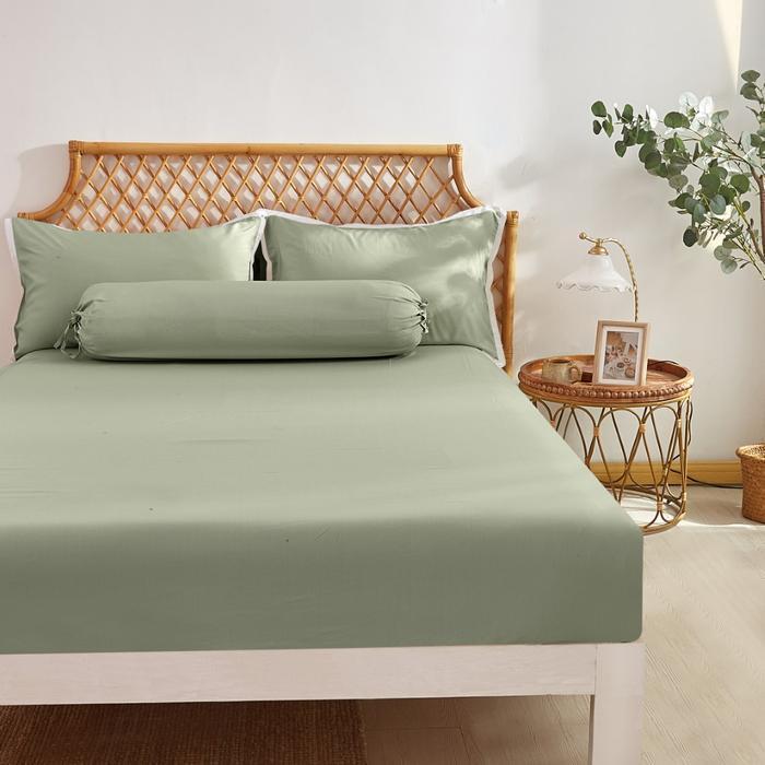 Informa Set Seprai Bamboo - Hijau Sage Sarung Kasur Alas Tidur Pelapis Kain Sprei Set Tempat Tidur