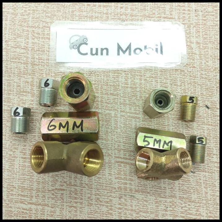 GRATIS ONGKIR SAMBUNGAN NEPEL REM 6 MM DRAT HALUS KUNCI 10 MM MODEL T KUNINGAN