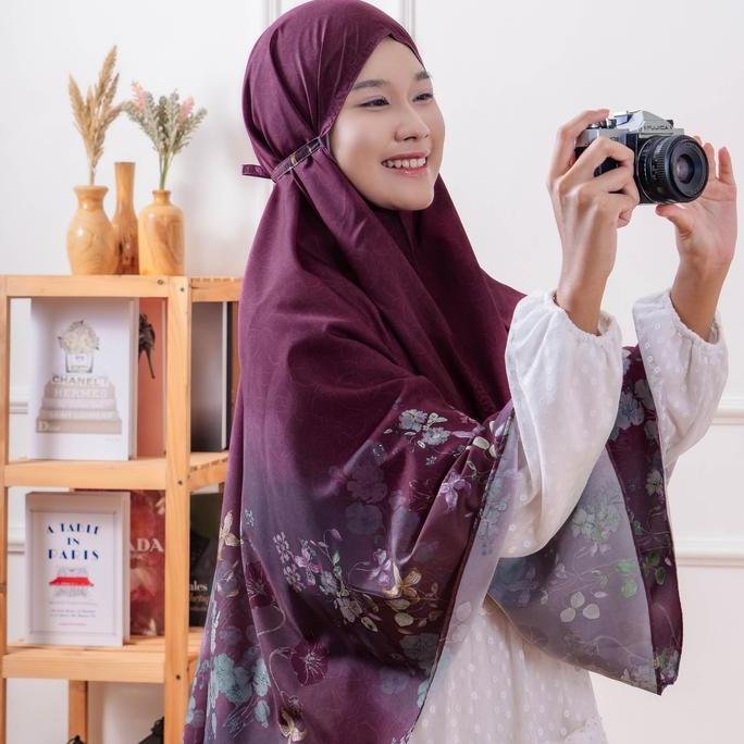 Veselka Syaratha Kerudung Bergo | Hijab Jilbab Syari Khimar Instan Motif Bunga Printing Jumbo