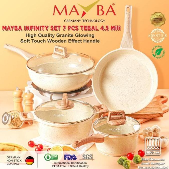 PANCI SET 7PCS MAYBA INFINITY Maifan Granite Cookware set Anti lengket