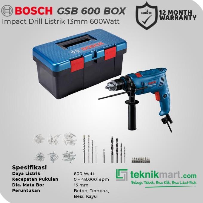 Diskon Bosch Bor Impact Listrik Set 600W 13Mm Gsb 600 Fisherman Box