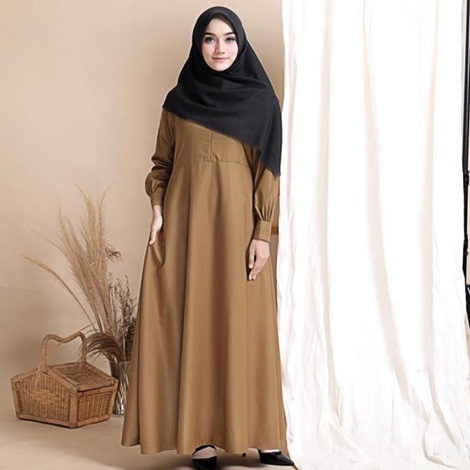 Gamis Polos Seragam PNS PDH khaki Tua Toyobo Fodu Kain Muslim  Dress
