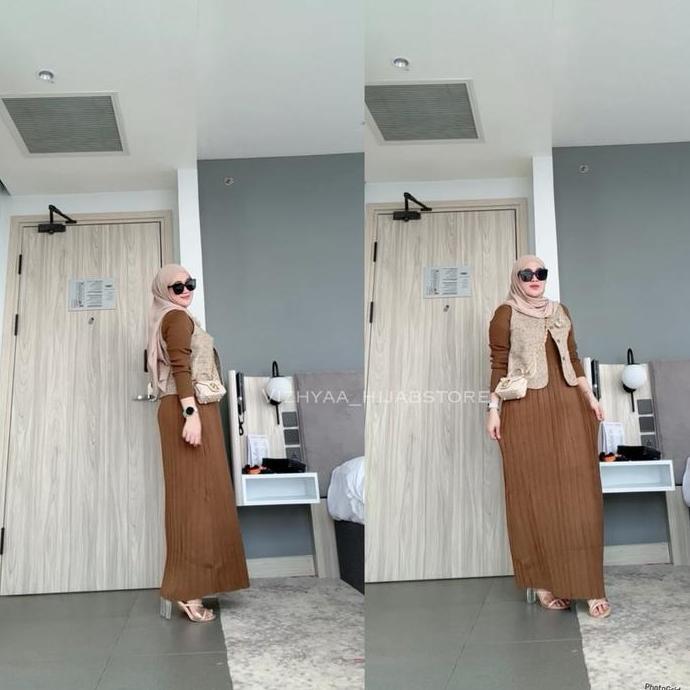 Vizhyaa_hijabstore ASYIFAH DRESS Pakaian Muslim Wanita / dress set inner dan vest