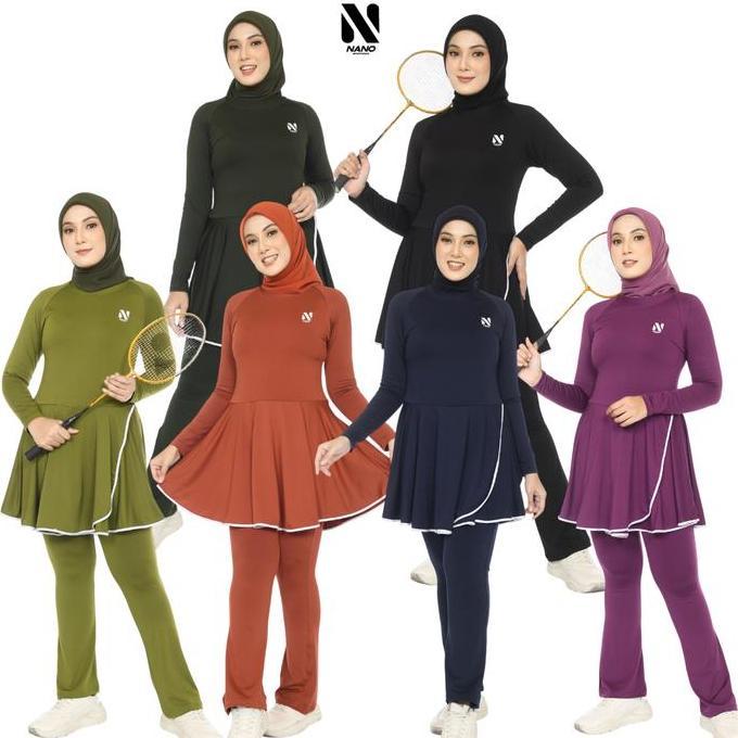 Nano Sportswear Baju Senam Wanita / One Set Rumbai List / Setelan Baju Senam