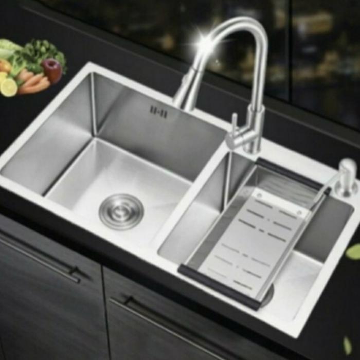 BAK CUCI PIRING 2 LUBANG STAINLES/KITCHEN SINK 8245 MODEL ONAN BOLZANO