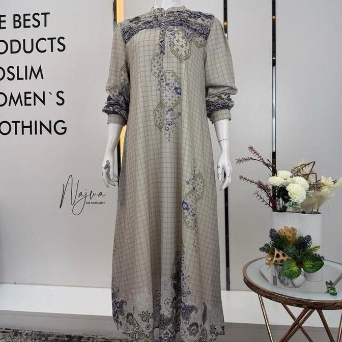 Maxidress Najwa Shiffon Chery sutra Premium Mewah, Anggun, Elegan, Cantik, Gamis Lebaran