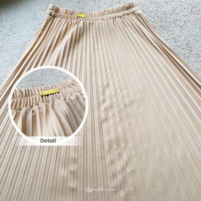 Bynissakhoirina - Liizaa Rok Pleats - Bawahan - Polos - Wanita - Maxi - Santai - Jalan - Kuliah -Rok