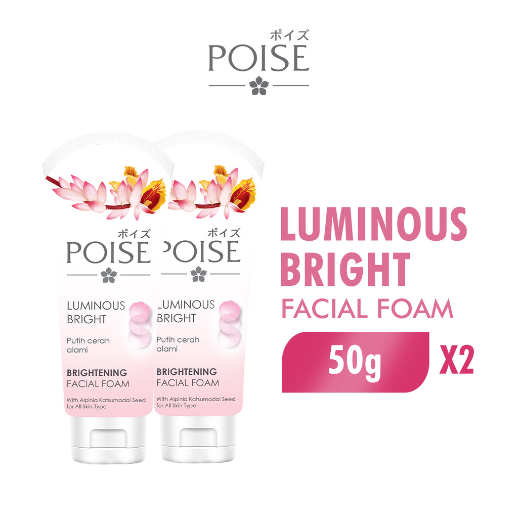Poise Facial Foam Sabun Cuci Muka Luminous Bright Tube 50 gr x2