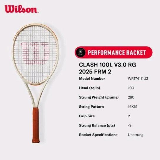 TERMURAH - NEW Raket Tenis Wilson CLASH 100L 280gr v3 ROLAND GARROS/ Raket Wilson CLASH 100L 3.0 ver