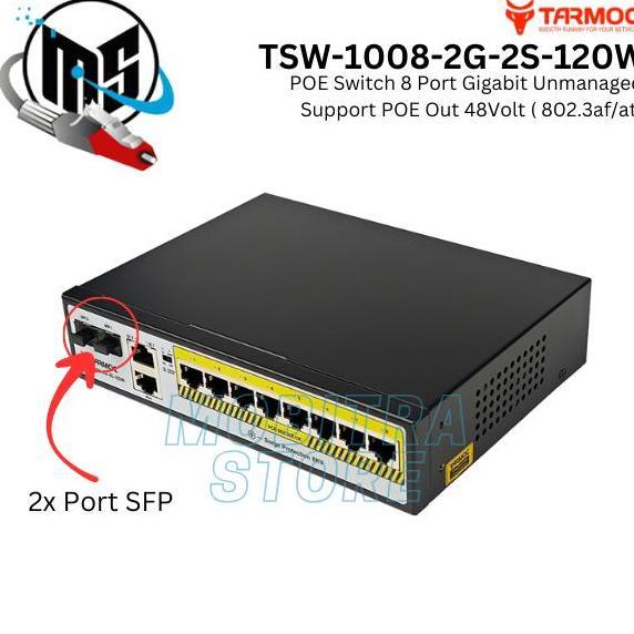 Tarmoc TSW-1008-2G-2S-120W, 8 Port Gigabit POE 802.3af/at POE Switch 120W
