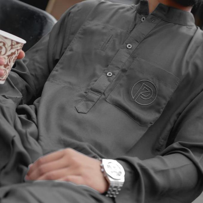 DISKON Kurta Pakistan Lengan Panjang Gamis Pria Setelan Celana Baju Koko Kurta Pria Dewasa Terbaru (