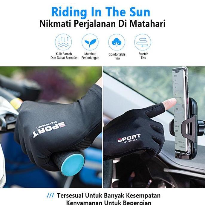 Promo Sepasang Sarung Tangan Motor Sepeda Pria Wanita Ice Silk Gloves Anti Slip Es Sutra Anti Air Co