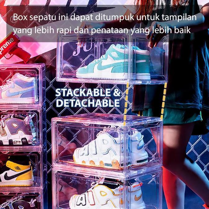 REZORHA HUGO Kotak Sepatu Transparan Akrilik Ukuran Besar Tempat Box Sepatu Premium