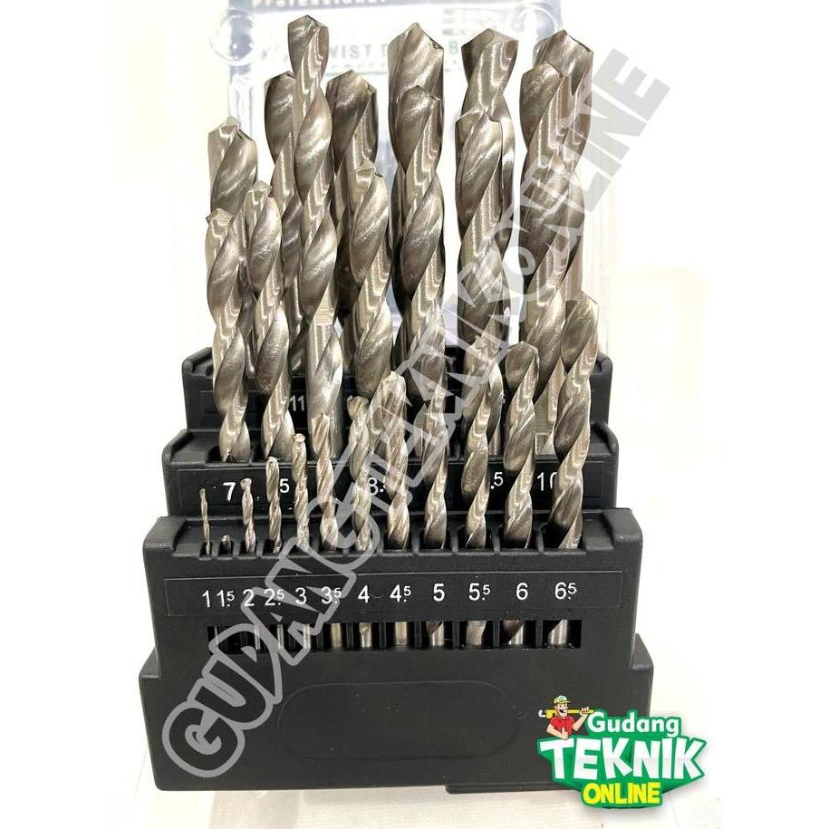 REZORHA Mata Bor SET Besi Kayu 25pcs MOLLAR Mata Bor Kayu Besi 25 Pcs HSS Dril