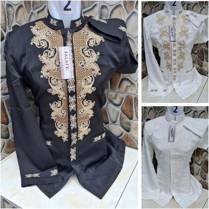 JUAL Baju Muslim Pria Jasko Mewah Salafi Bordir Dada Kantong Depan - Dalam puring JUAL