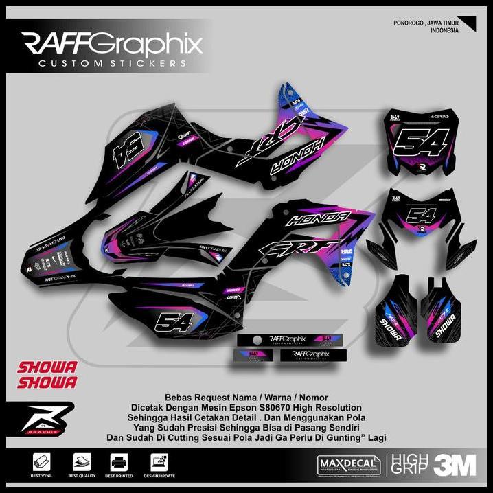 DISKON (PREMIUM) DECAL CRF 150 SUPERMOTO HITAM PINK UNGU FULL BODY