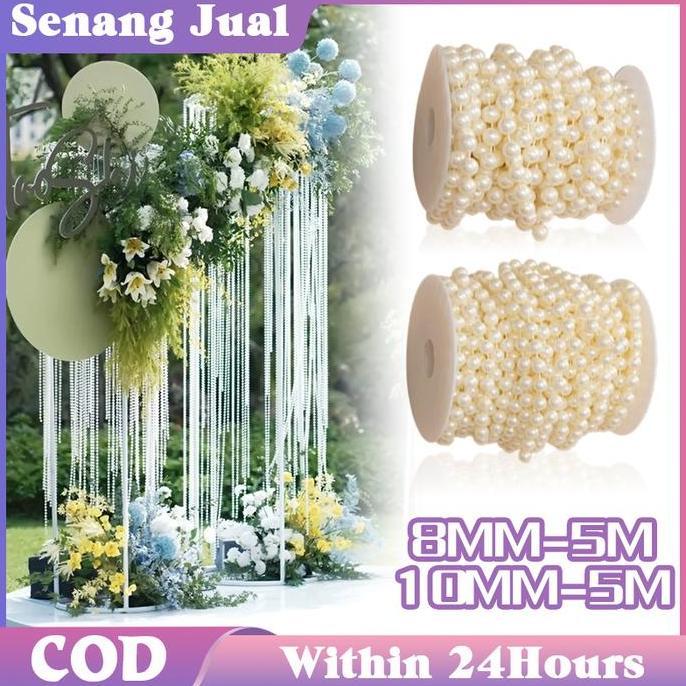 REZORHA 5M Aksesoris Mutiara Manik Hiasan Pernikahan Pesta DIY Dekorasi Rumah