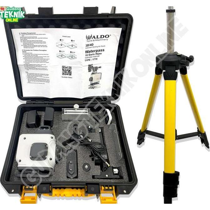 DHEALOKA Waterpass Laser 16 Line CORDLESS ALDO 1716 STAND TRIPOD / Waterpas Garis Laser BATERAI Leve