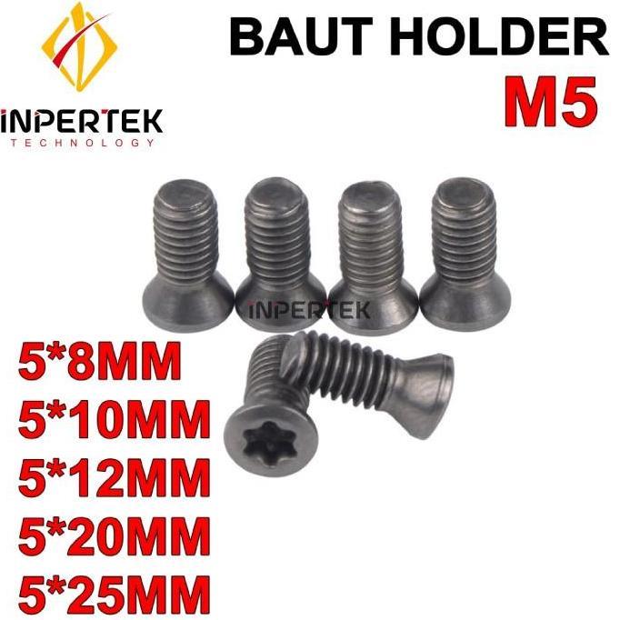 PUMERIA Baut Holder M5X25 Screw Bintang 5 X 25 mm Insert Holder Bubut Milling