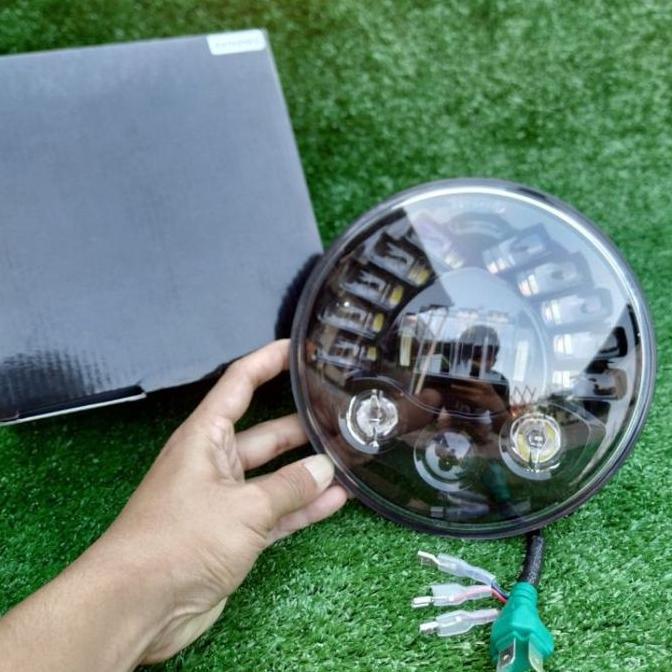 dho9925 - headlamp projektor 19 led 7 inch 9 watt dot sae original car lampu daymaker headlamp