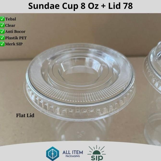 Sundae Cup 8 Oz / Ice Cream Cup + Lid @50 Pcs PET SIP 78