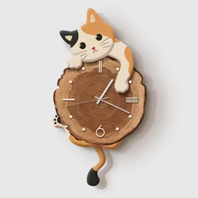 (pre order) jam dinding kucing ekor goyang