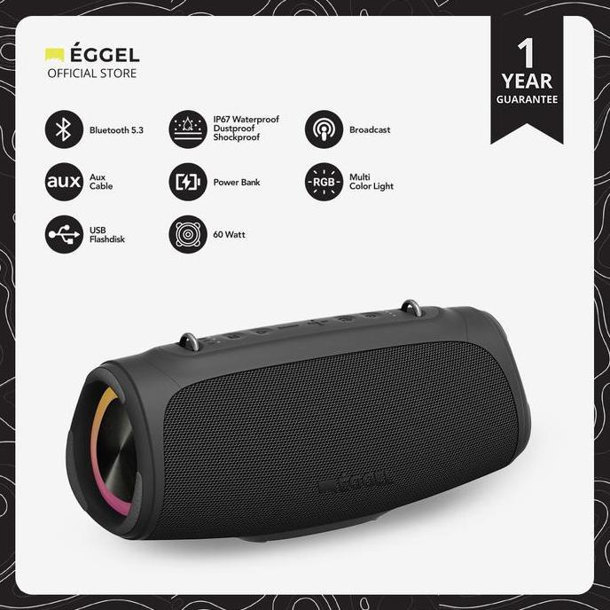 evacost - eggel terra 3 max waterproof bluetooth speaker with rgb lights