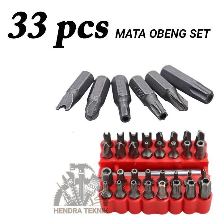 Mata Obeng Set 33Pcs Mata Hex Torx Set Mata Obeng Segi 6 Bintang Crv 25Mm + Extension