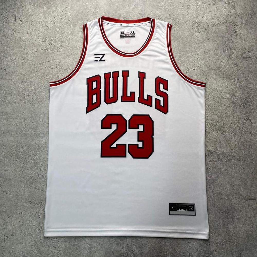 TERBARU [ORIGINAL] Jersey Jordan Bulls #23 PUTIH WHITE -Swingman Bola Basket  Baju Kaos T-Shirt Tshi