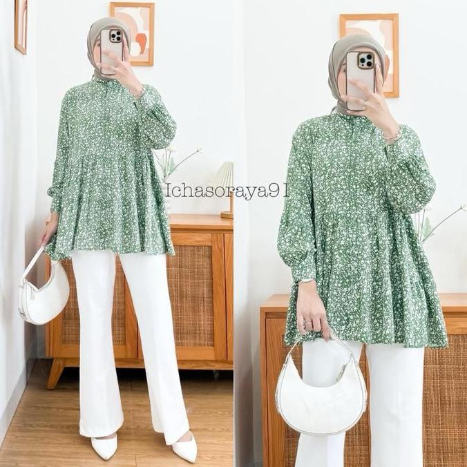 (LS) BLOUSE REMPEL BAHAN RAYON VISCOSE MOTIF VIRAL