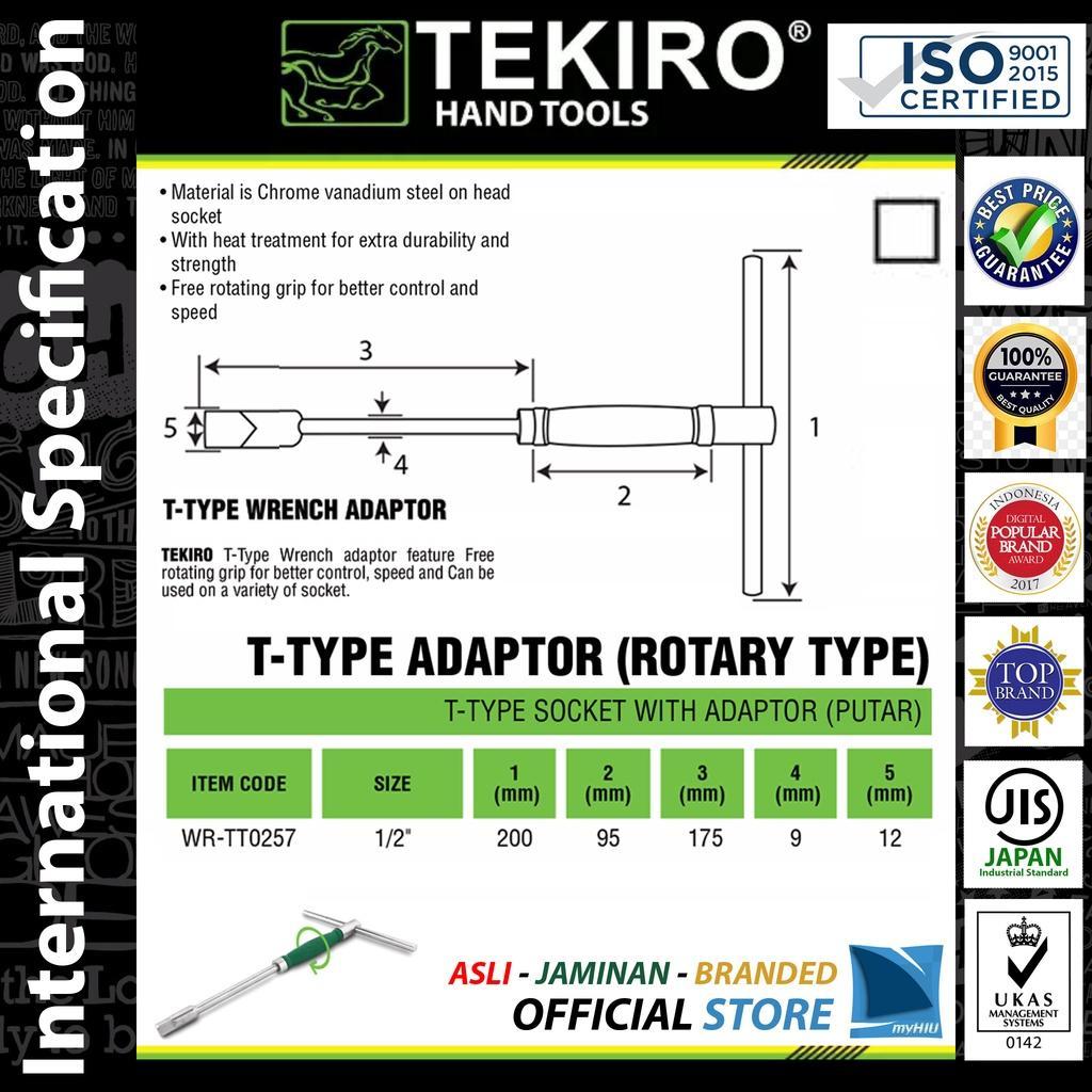 Kunci Sock T Adaptor Mata Sock 1/2" Inch / T Type Adaptor Wrench Spanner Tekiro