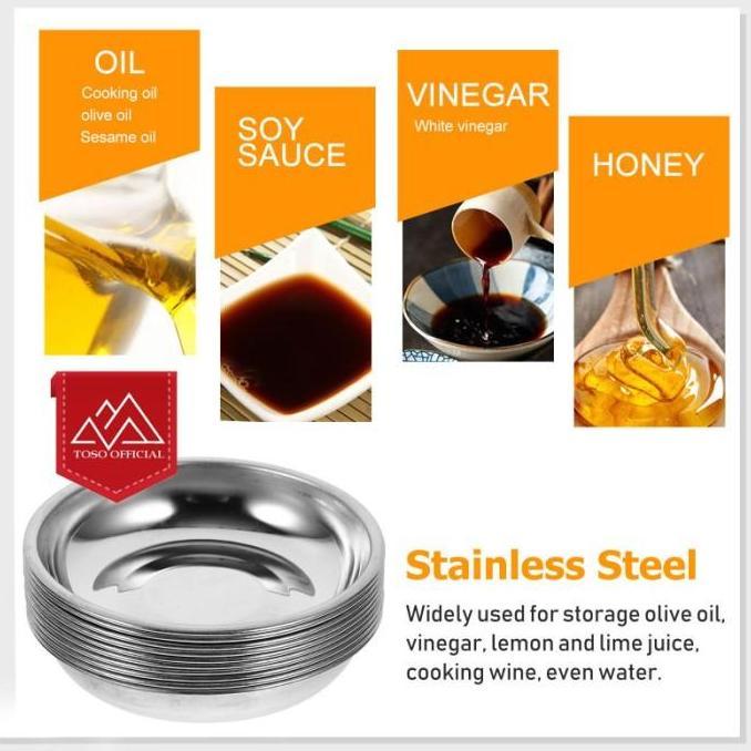PIRING KECIL PISIN WADAH SAUS SAMBAL BUMBU KECAP STAINLESS SAUCE PLATE