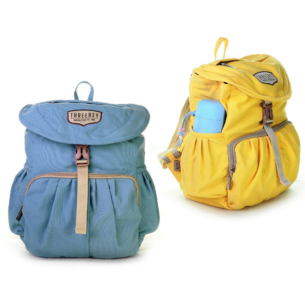 Threerey - Tas kanvas Mini Backpack Sekolah Kuliah -  Tas Ransel serut wanita Water Repellent ROSELI