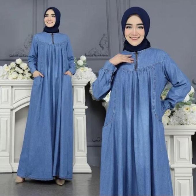 Murah BEST SELLER//Bisa cod // gamis jeans kekinian 2026 //gamis jeans terlaris 2026 // gamis jeans 
