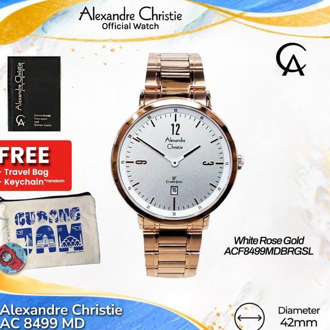 Alexandre Christie Pria AC 8499 MD AC 8499 AC8499MD White Rose Gold Watches