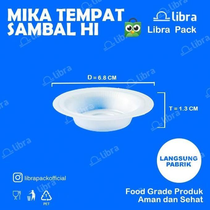 600pcs wadah CUP tempat tray mika SAMBAL HI sambel saus plastik putih
