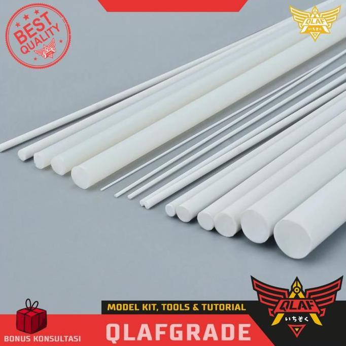 Pla Beam Round Solid - plastic pla plate bulat padat pejal bundar custom model kit  plastik lem (TER