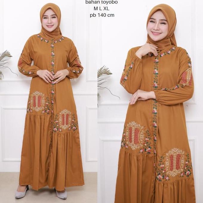 Murah Baju Gamis Bordir Fashion Katun Toyobo Model Pintu Aceh Non COD