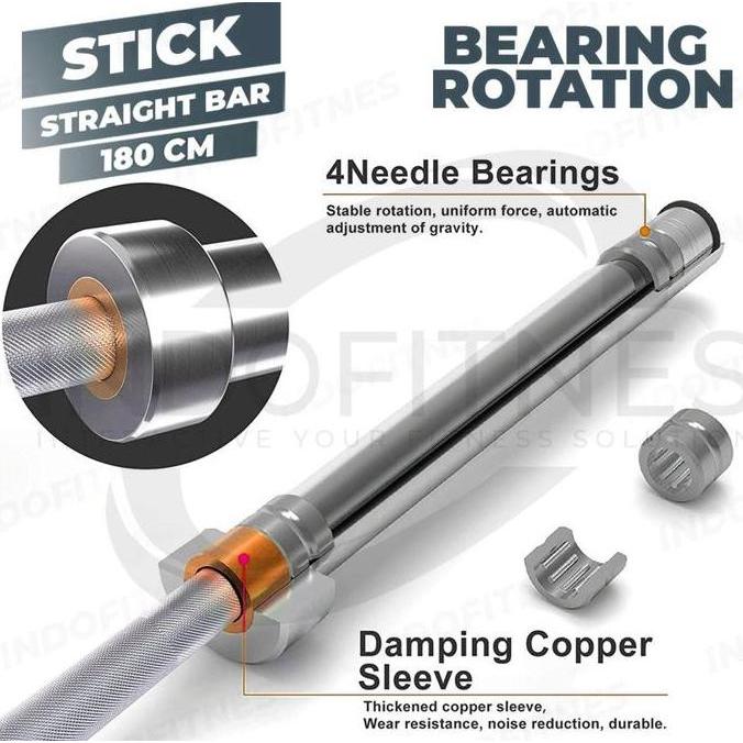 BODYMASTER Stick Olympia 180cm Dumbell Olympic Bar Barbel Gym Chrome (TERBAIK) (TERBARU) (TERMURAH)