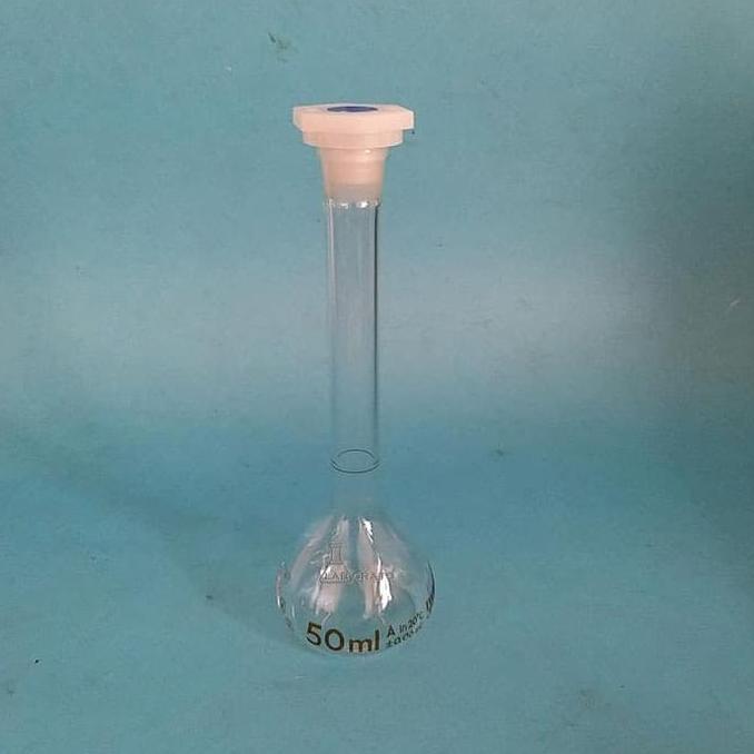 Medclean- Labu Ukur 50Ml Labu Volumetri Pp Stopper Iwaki Tutup Plastik