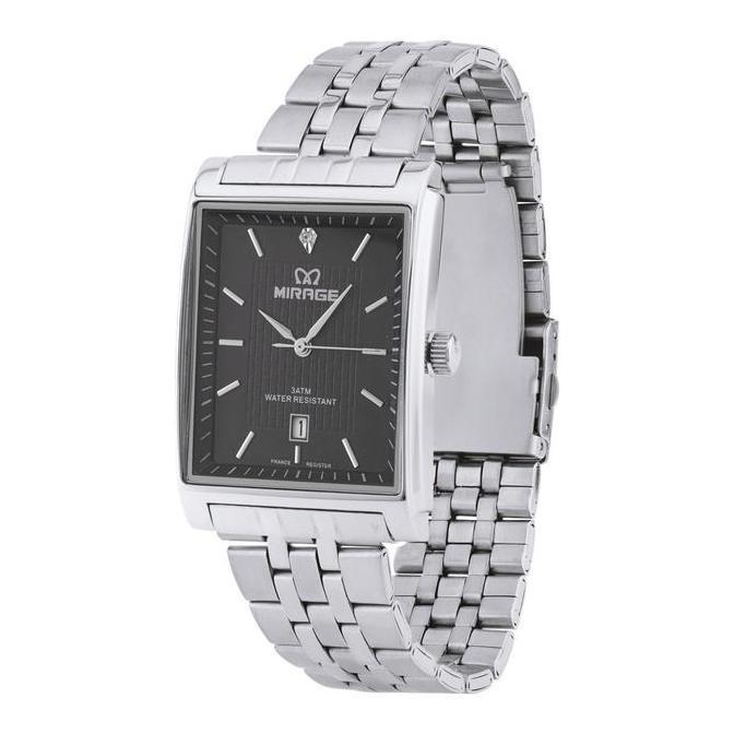 Mirage Watch - Jam Tangan Pria Analog Kasual Segi Klasik Kasual Anti Air Steel Silver 8667 M