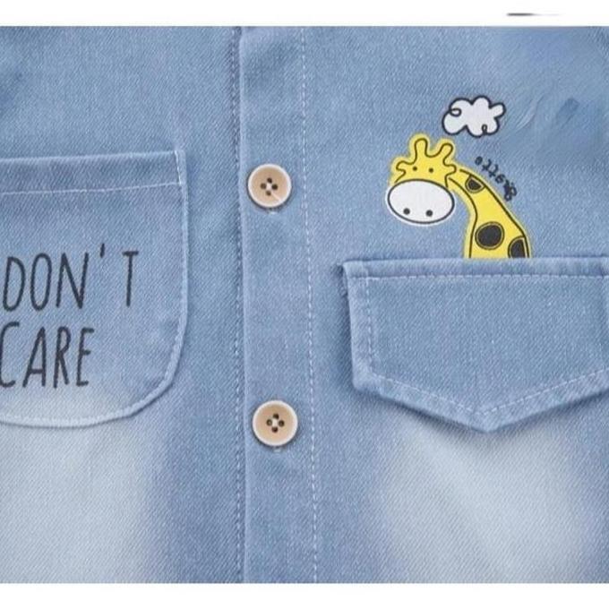 Setelan Baju  Kemeja  Denim Jerapah Anak Cowok  (1-4 Tahun)  Baju Anak Berkuaitas