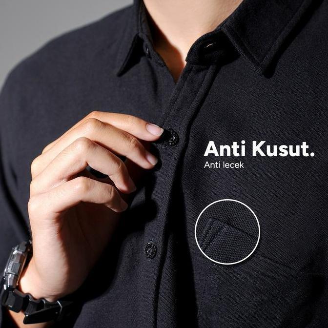 Dzargo Kemeja Polos Pria Lengan Panjang Pique Premium (Hitam, Putih, Navy, Army, Dark Mustard, Maroo