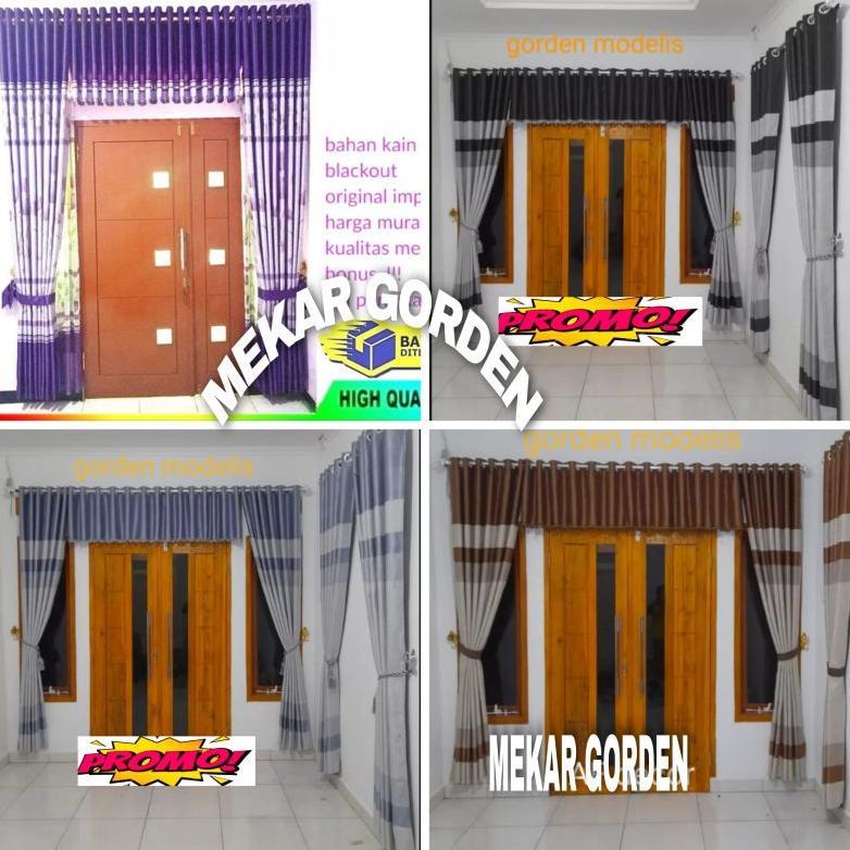 Gorden Poni Ruang tamu Mewah Blackout Tebal Lebar 3 meter jendela Pintu tengah MInimalis kupu tarung